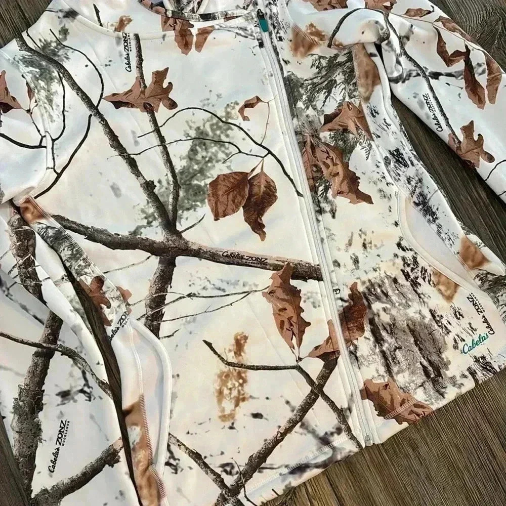 Cabela's Zonz Woodlands Hooded Fleece Hunting Sweatshirt Women’s M L/S Full Zip - Picture 8 of 13